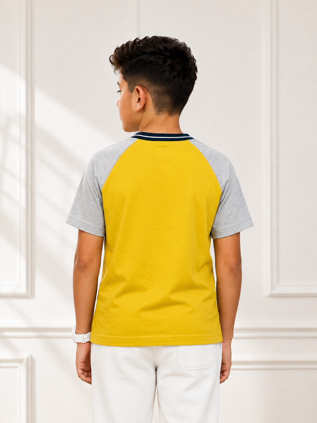 Organic Cotton Ragalon Sleeve With Puff Print Yellow