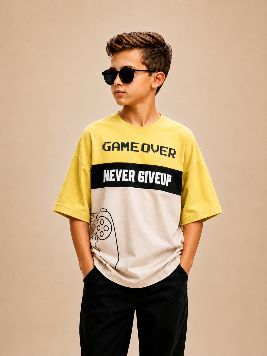 Crew Neck And Cut & Sew With Hd Print Pale Green