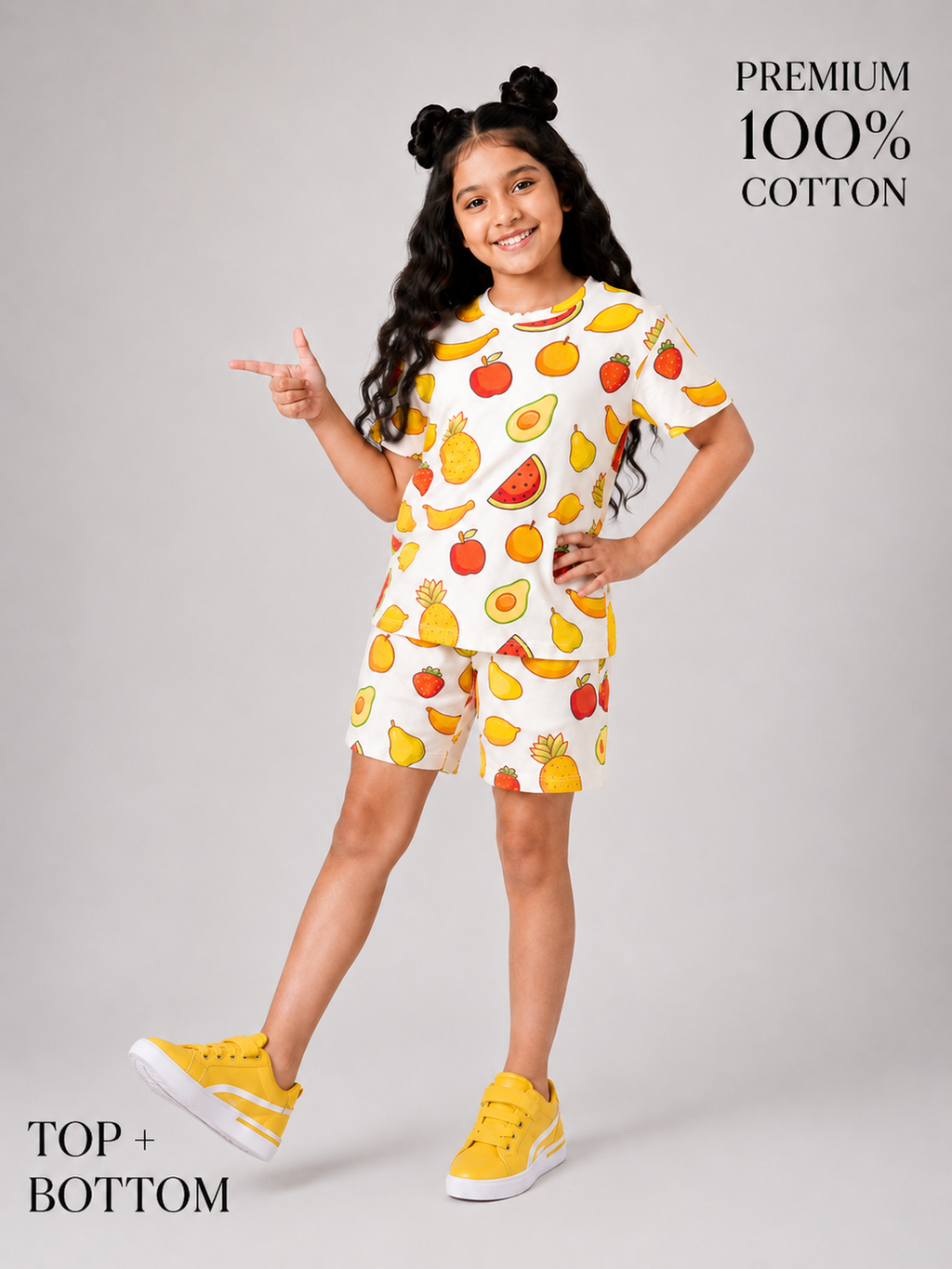 Organic Cotton Co Ords With Aop Print White