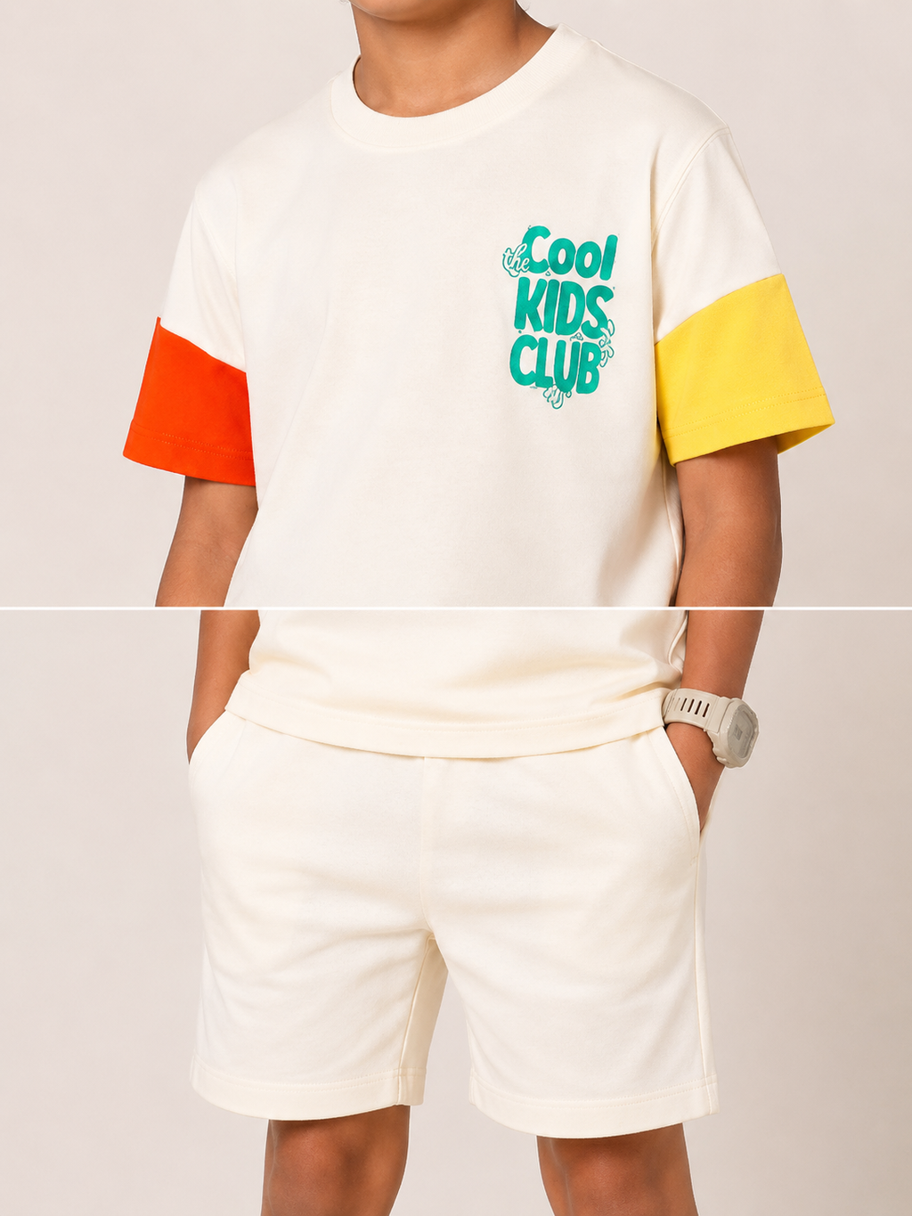 Organic Cotton Co Ords With Cut& Sew And Puff Print White
