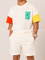 Organic Cotton Co Ords With Cut& Sew And Puff Print White