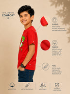Organic Cotton Crew Neck With Puff Print Red