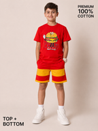 Organic Cotton Co Ords With Puff Print Red