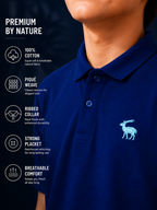 Polo With Contrast Placket And Emb Navy