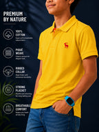 Polo With Contrast Placket And Emb Yellow