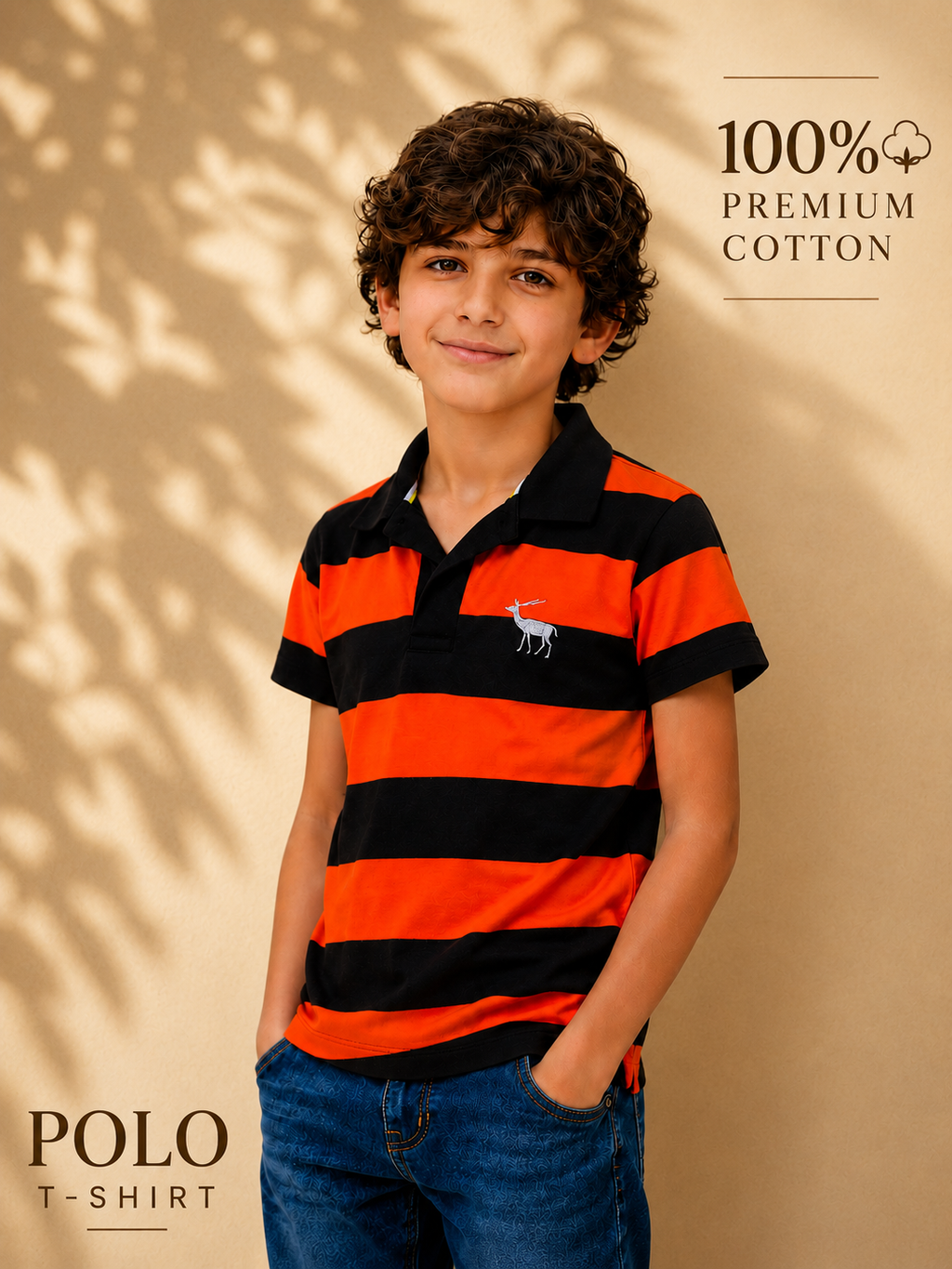 Polo Y/D Contrast Placket And Emb Orange