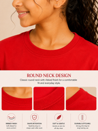 Organic Cotton Crew Neck With Puff Print Red