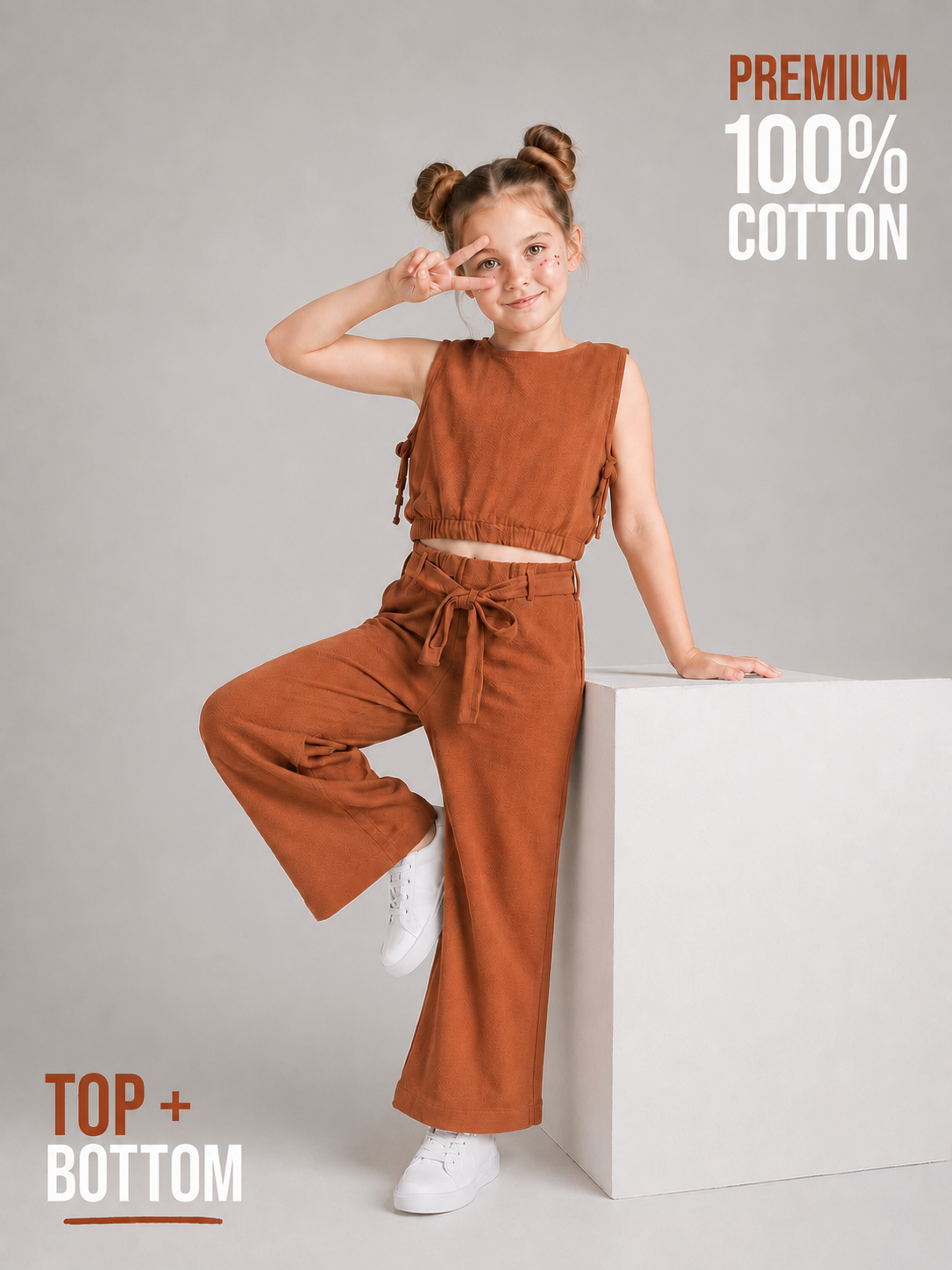 Organic Cotton Co Ords With Popcorn Fabric Ginger Bread