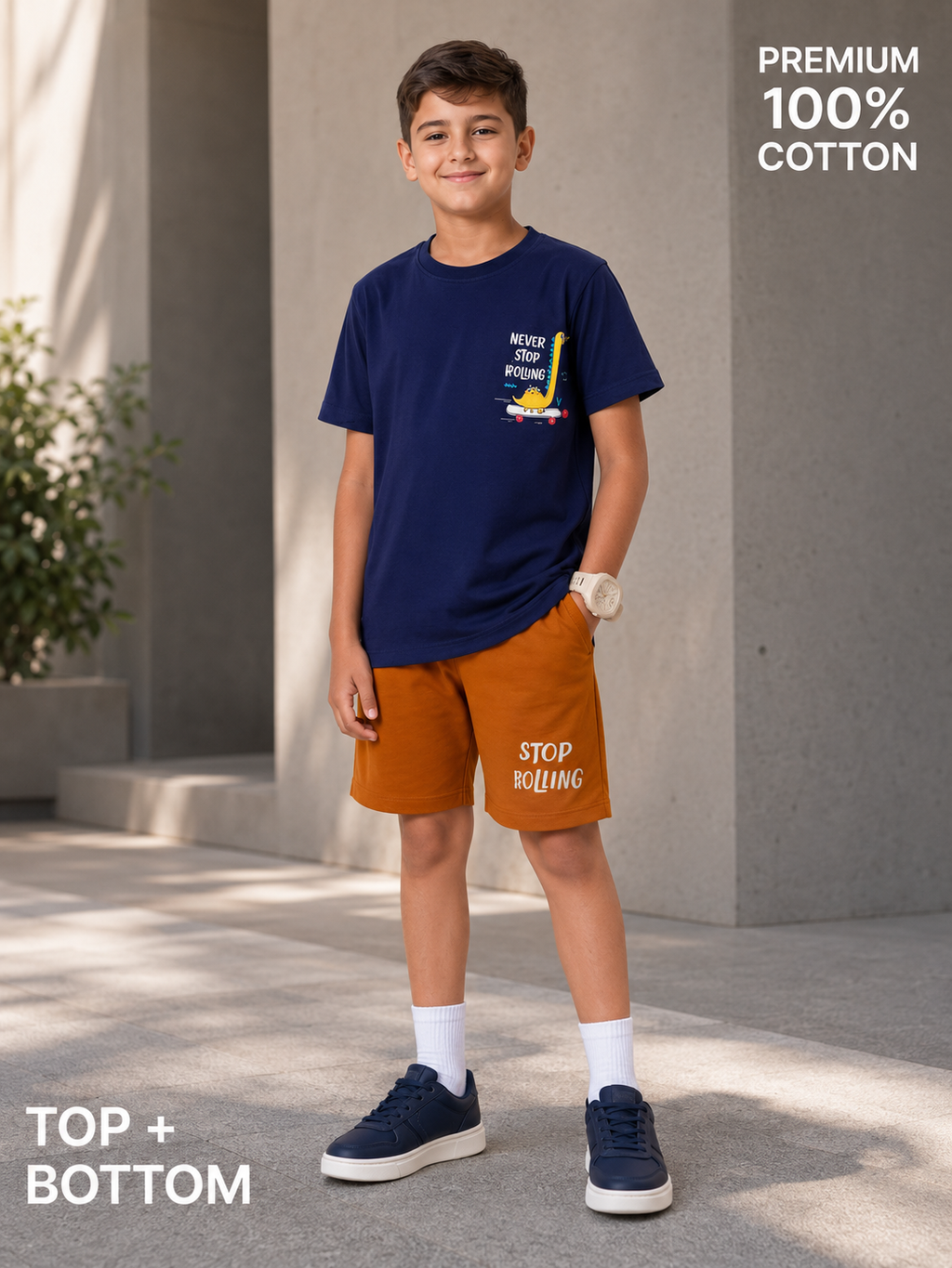 Organic Cotton Co Ords With Print Navy