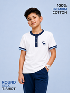 Organic Cotton Henly Neck With Contrast Placket And Emb Cloud Dancer