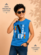 Organic Cotton Tank Top With Chennile Emb Blue